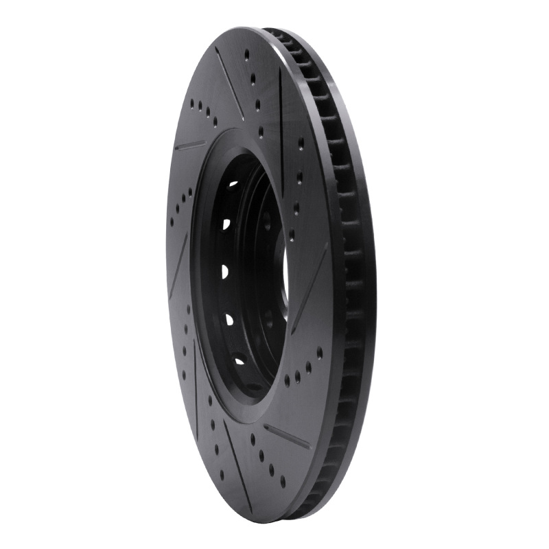 Acura ILX Brake Rotor (1) - Front Left - R1 Concepts - Drilled & Slotted - Black - `16-`22